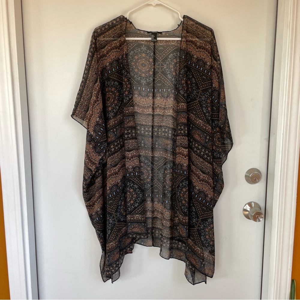 Forever 21 Boho Patterned Sheer Kimono swim cover up